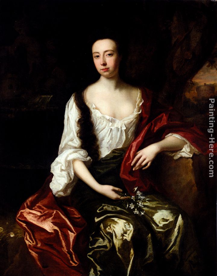 Portrait Of Thomas Brotherton Wife, Margaret painting - John Riley Portrait Of Thomas Brotherton Wife, Margaret art painting